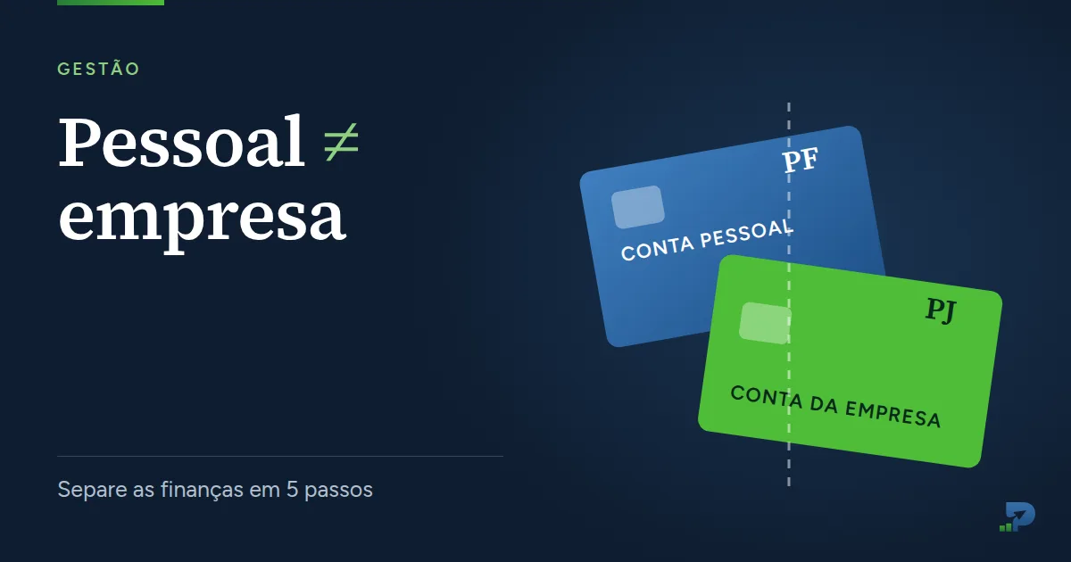 Dois cartões separados por uma linha: conta pessoal e conta da empresa